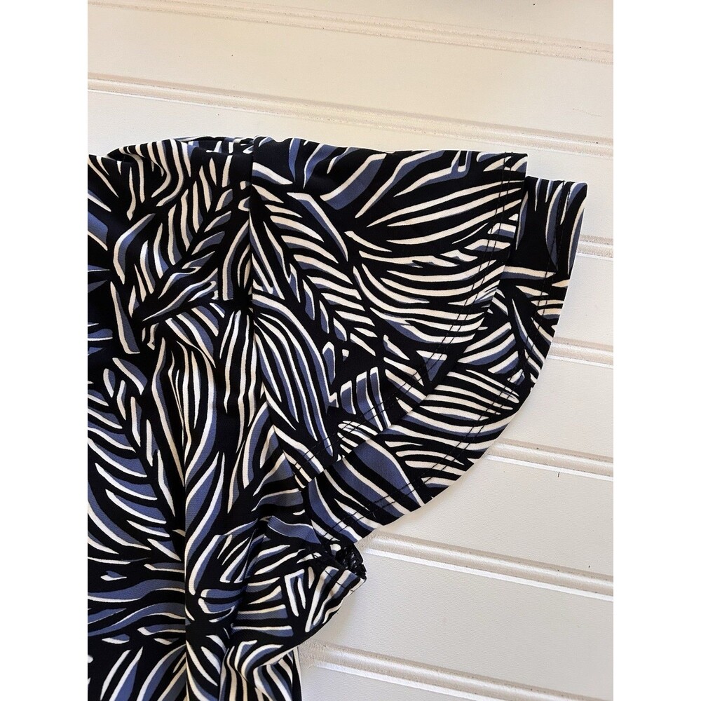 Anne Klein Dress Womens Large L Blue Black Printed Faux Wrap Sheath Work - Picture 13 of 16